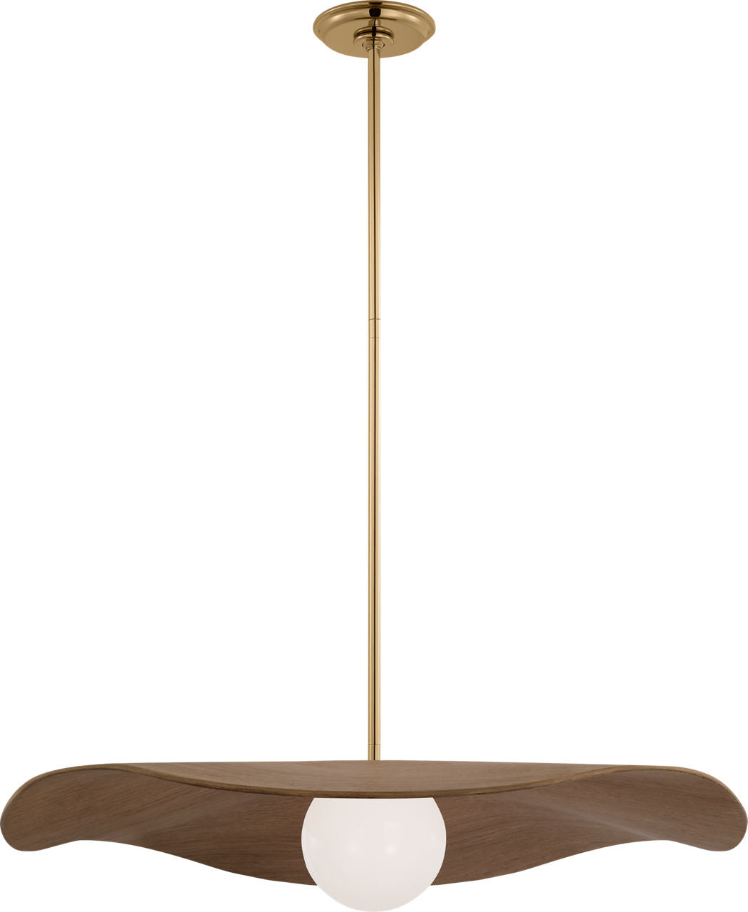 Mahalo 28" Pendant | Hand-Rubbed Antique Brass and White Glass | Natural Oak Shade