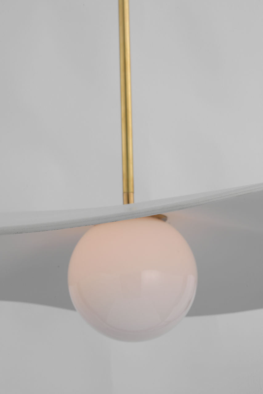 Mahalo 28" Pendant | Hand-Rubbed Antique Brass and White Glass | Matte White Shade