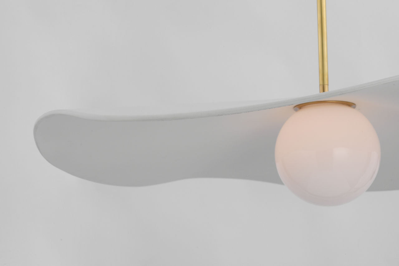 Mahalo 28" Pendant | Hand-Rubbed Antique Brass and White Glass | Matte White Shade