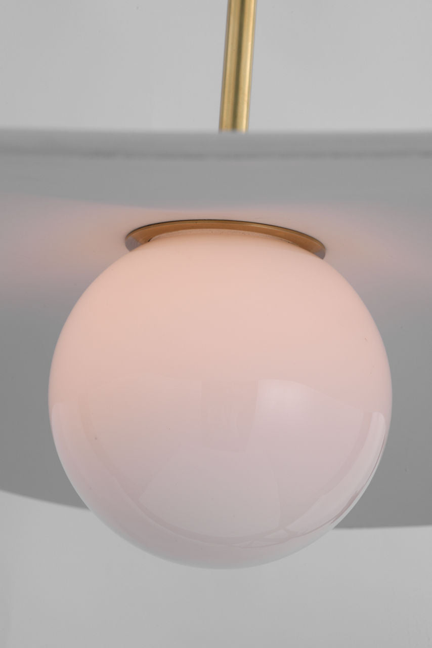 Mahalo 28" Pendant | Hand-Rubbed Antique Brass and White Glass | Matte White Shade