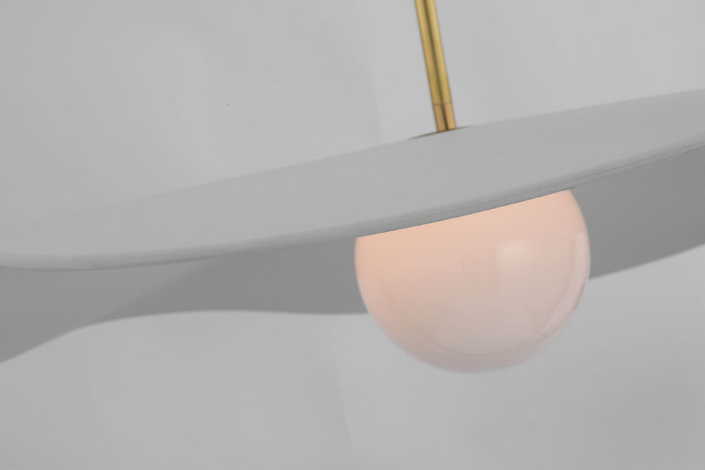 Mahalo 28" Pendant | Hand-Rubbed Antique Brass and White Glass | Matte White Shade