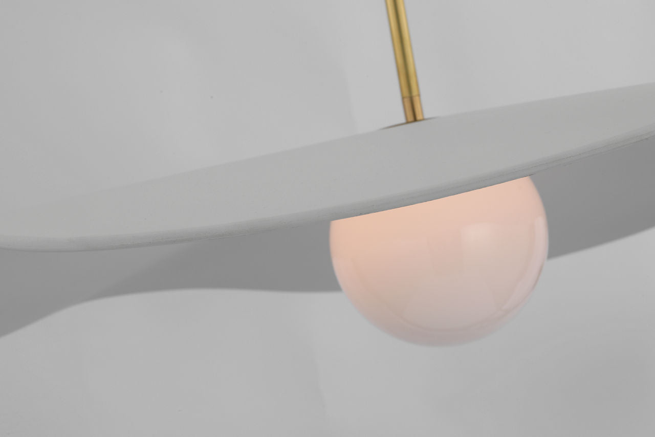 Mahalo 28" Pendant | Hand-Rubbed Antique Brass and White Glass | Matte White Shade