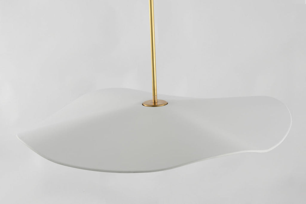 Mahalo 28" Pendant | Hand-Rubbed Antique Brass and White Glass | Matte White Shade