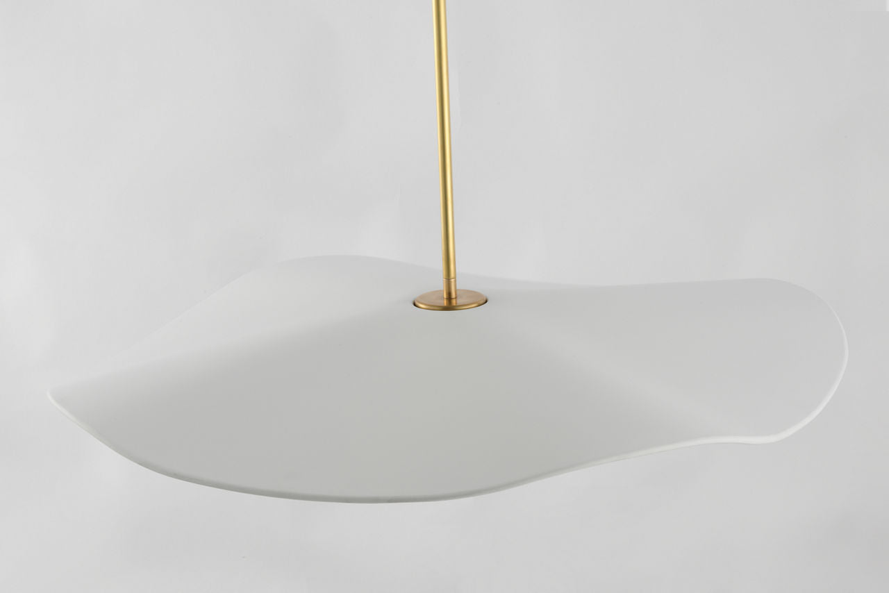 Mahalo 28" Pendant | Hand-Rubbed Antique Brass and White Glass | Matte White Shade