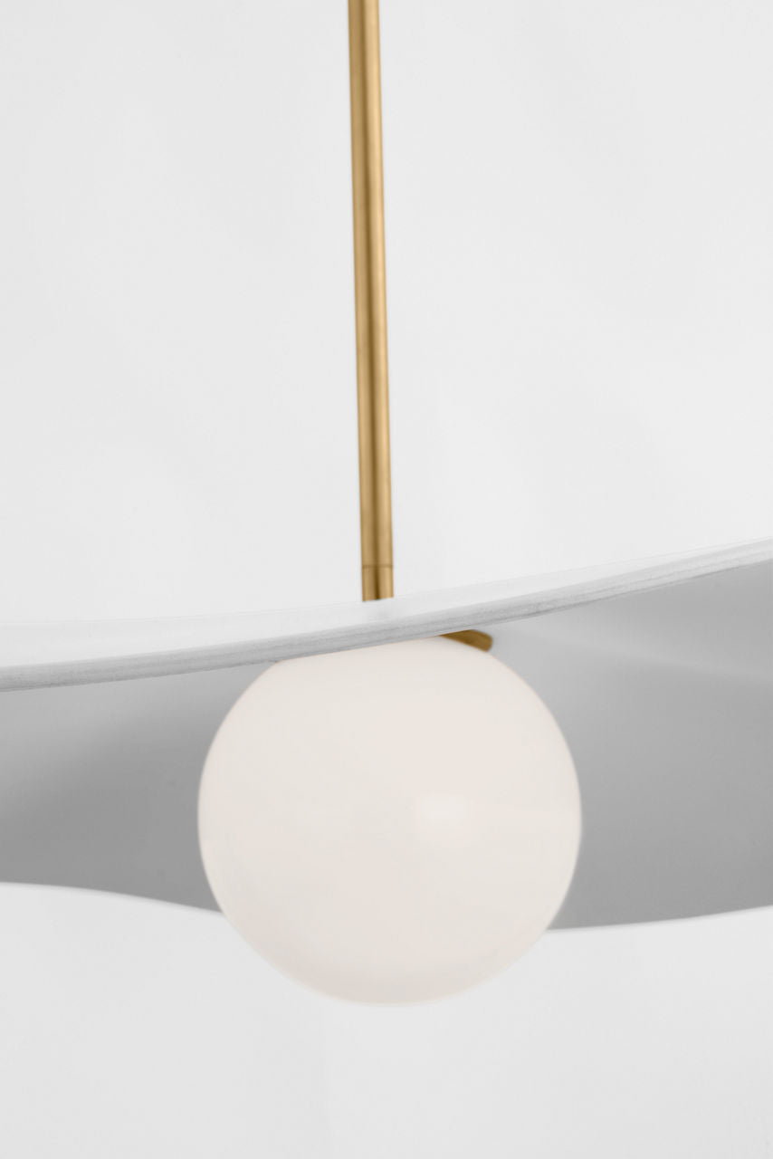 Mahalo 28" Pendant | Hand-Rubbed Antique Brass and White Glass | Matte White Shade