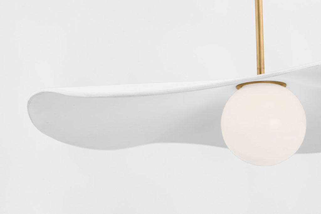 Mahalo 28" Pendant | Hand-Rubbed Antique Brass and White Glass | Matte White Shade