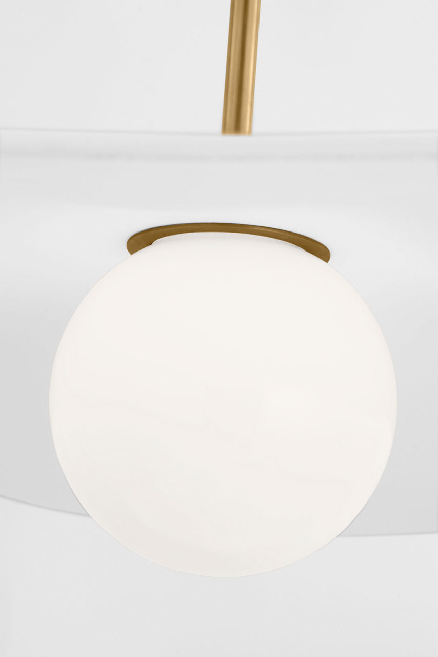Mahalo 28" Pendant | Hand-Rubbed Antique Brass and White Glass | Matte White Shade
