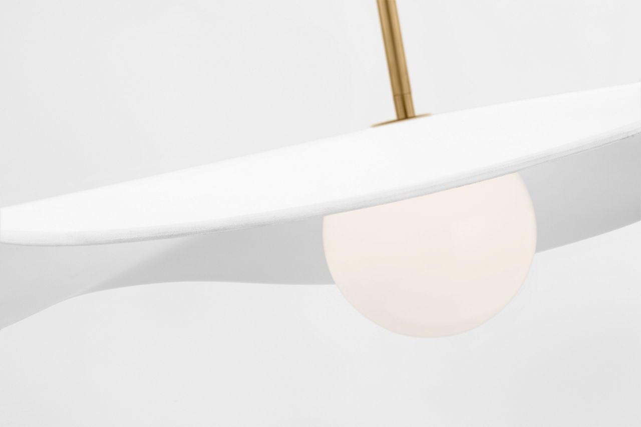 Mahalo 28" Pendant | Hand-Rubbed Antique Brass and White Glass | Matte White Shade