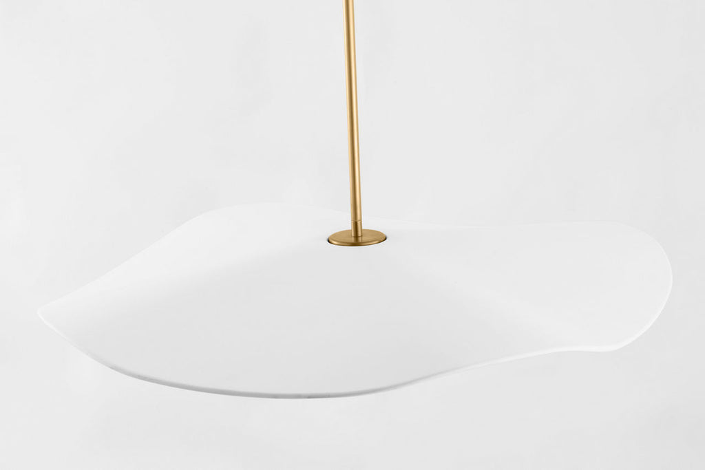 Mahalo 28" Pendant | Hand-Rubbed Antique Brass and White Glass | Matte White Shade