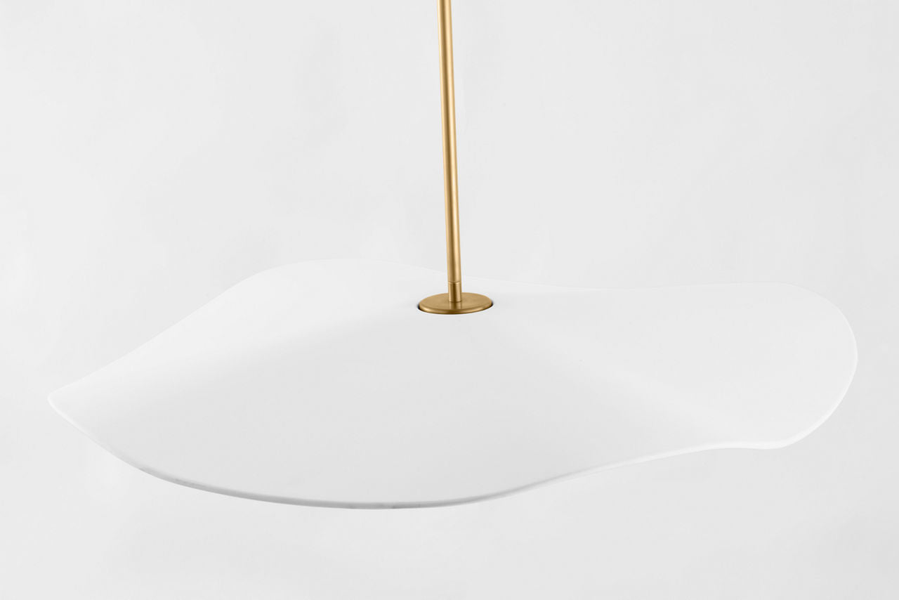 Mahalo 28" Pendant | Hand-Rubbed Antique Brass and White Glass | Matte White Shade