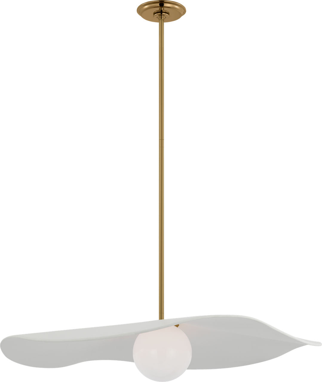 Mahalo 28" Pendant | Hand-Rubbed Antique Brass and White Glass | Matte White Shade