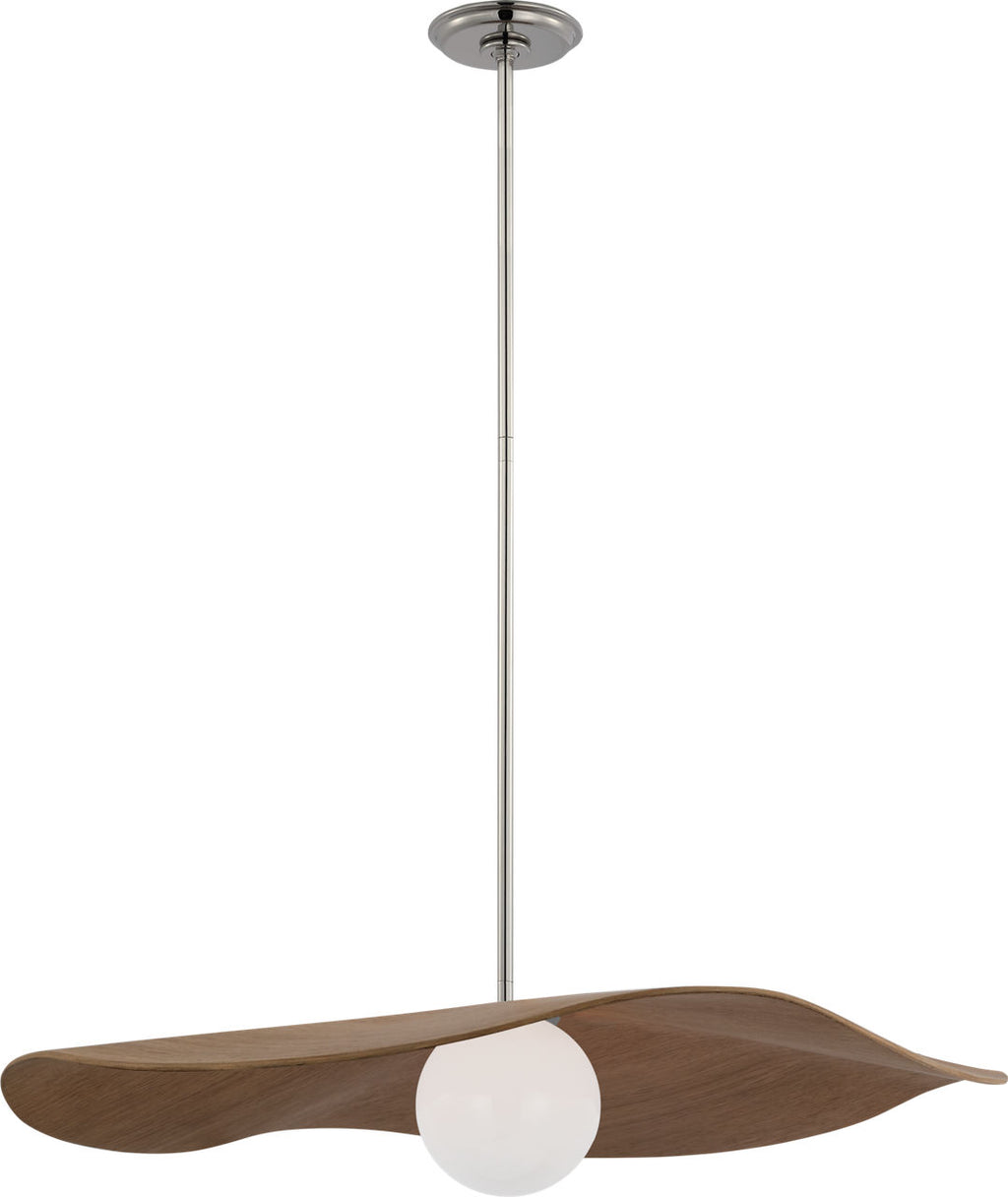 Mahalo 28" Pendant | Polished Nickel and White Glass | Natural Oak Shade
