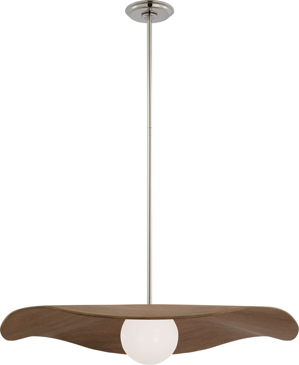 Mahalo 28" Pendant | Polished Nickel and White Glass | Natural Oak Shade