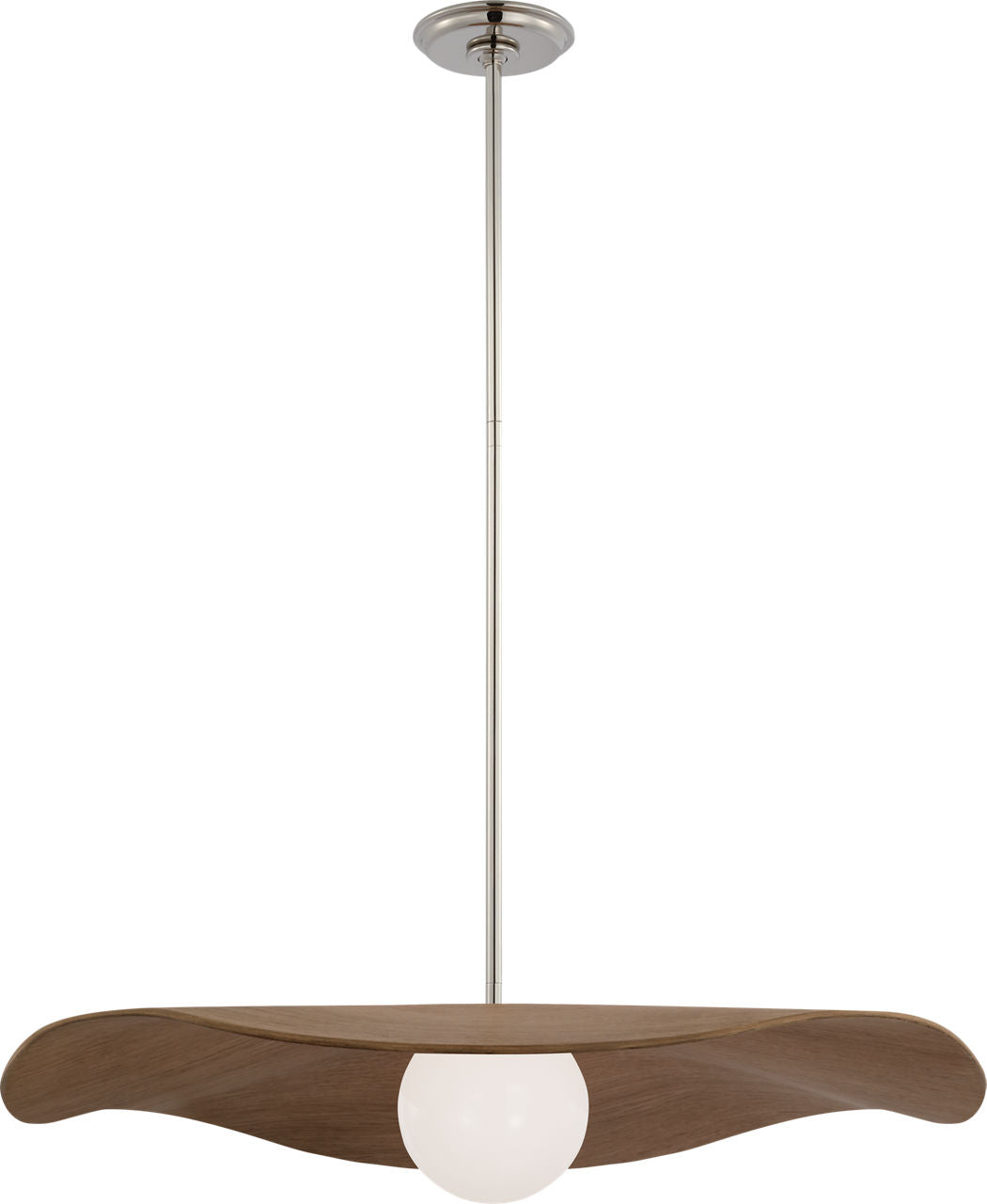 Mahalo 28" Pendant | Polished Nickel and White Glass | Natural Oak Shade