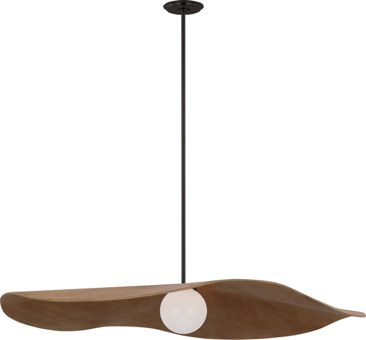 Mahalo 40" Pendant | Bronze and White Glass | Natural Oak Shade