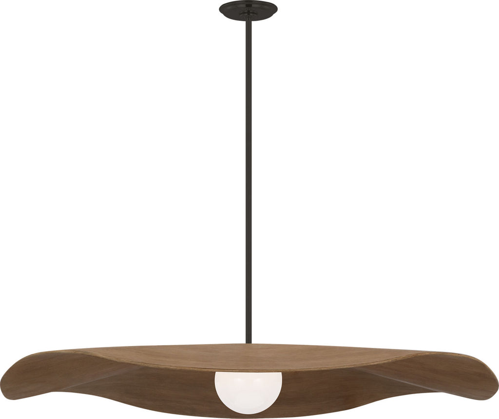 Mahalo 40" Pendant | Bronze and White Glass | Natural Oak Shade