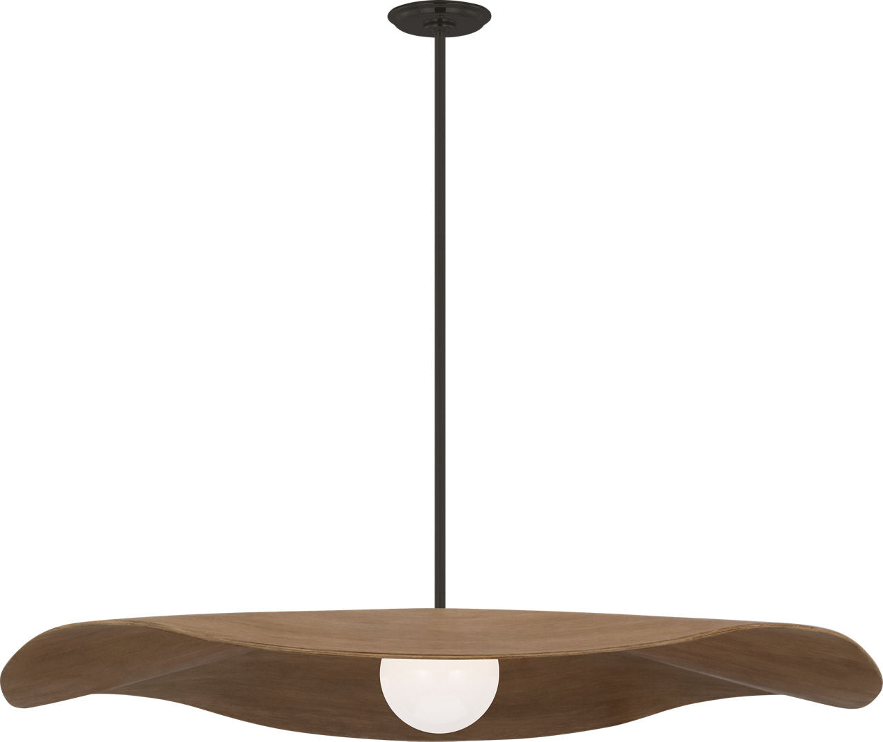 Mahalo 40" Pendant | Bronze and White Glass | Natural Oak Shade