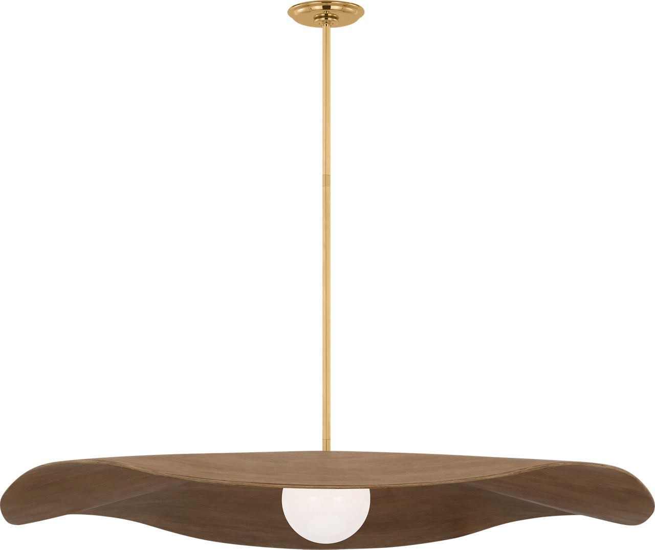 Mahalo 40" Pendant | Hand-Rubbed Antique Brass and White Glass | Natural Oak Shade