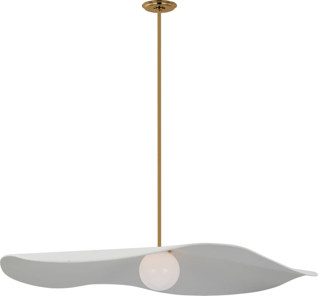 Mahalo 40" Pendant | Hand-Rubbed Antique Brass and White Glass | Matte White Shade