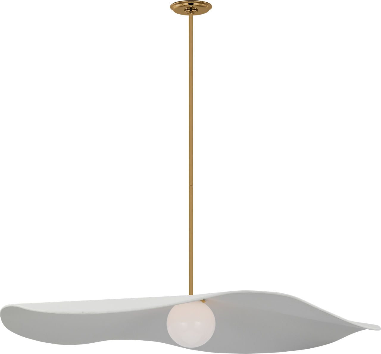 Mahalo 40" Pendant | Hand-Rubbed Antique Brass and White Glass | Matte White Shade