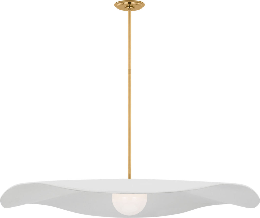 Mahalo 40" Pendant | Hand-Rubbed Antique Brass and White Glass | Matte White Shade