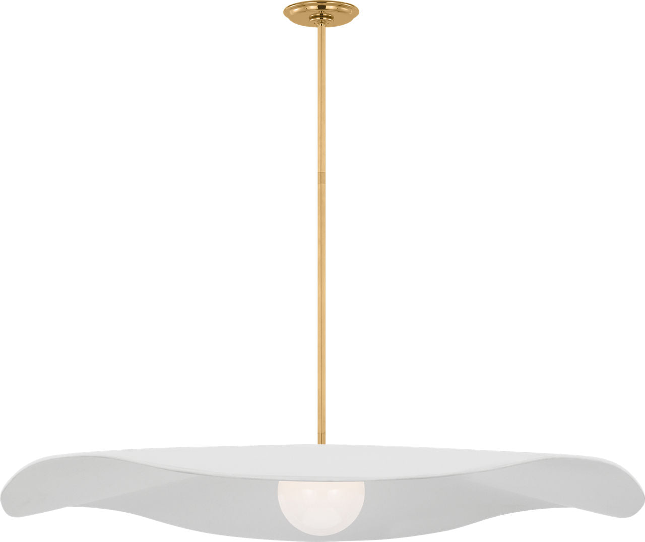 Mahalo 40" Pendant | Hand-Rubbed Antique Brass and White Glass | Matte White Shade