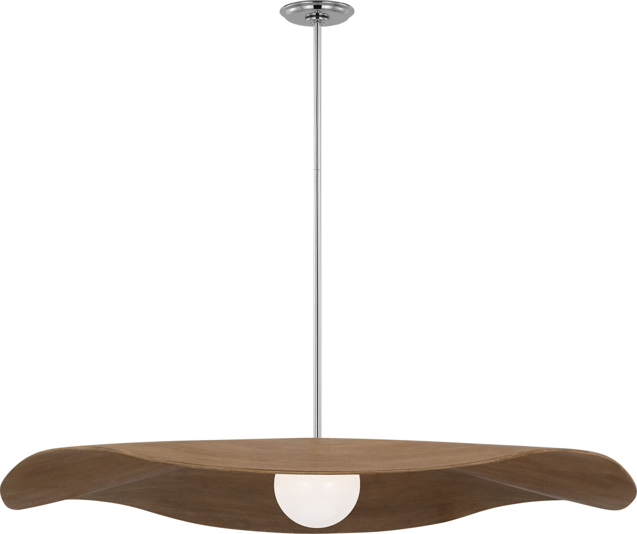 Mahalo 40" Pendant | Polished Nickel and White Glass | Natural Oak Shade