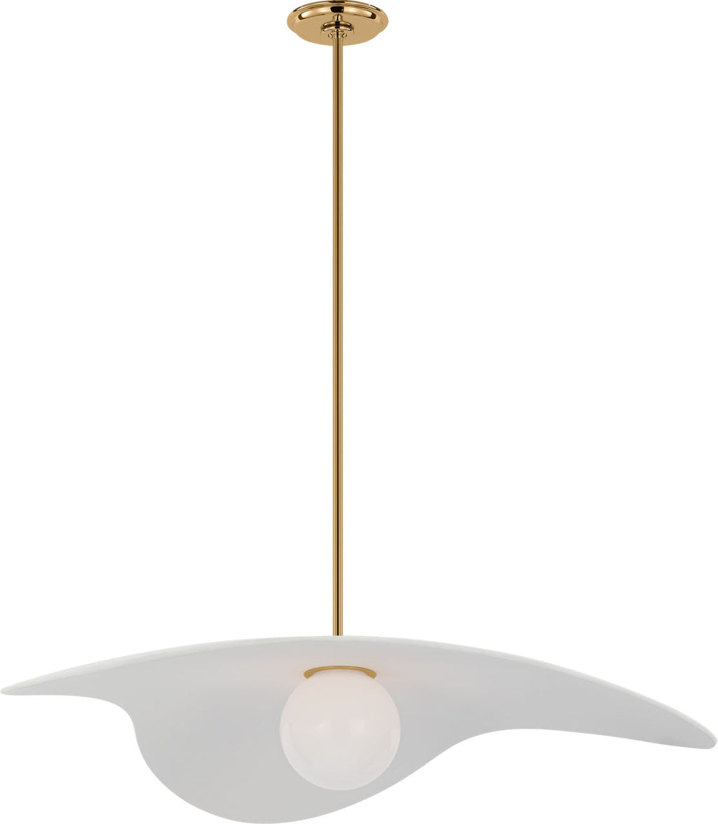 Mahalo 35" Tri Pendant | Hand-Rubbed Antique Brass and White Glass | Matte White Shade