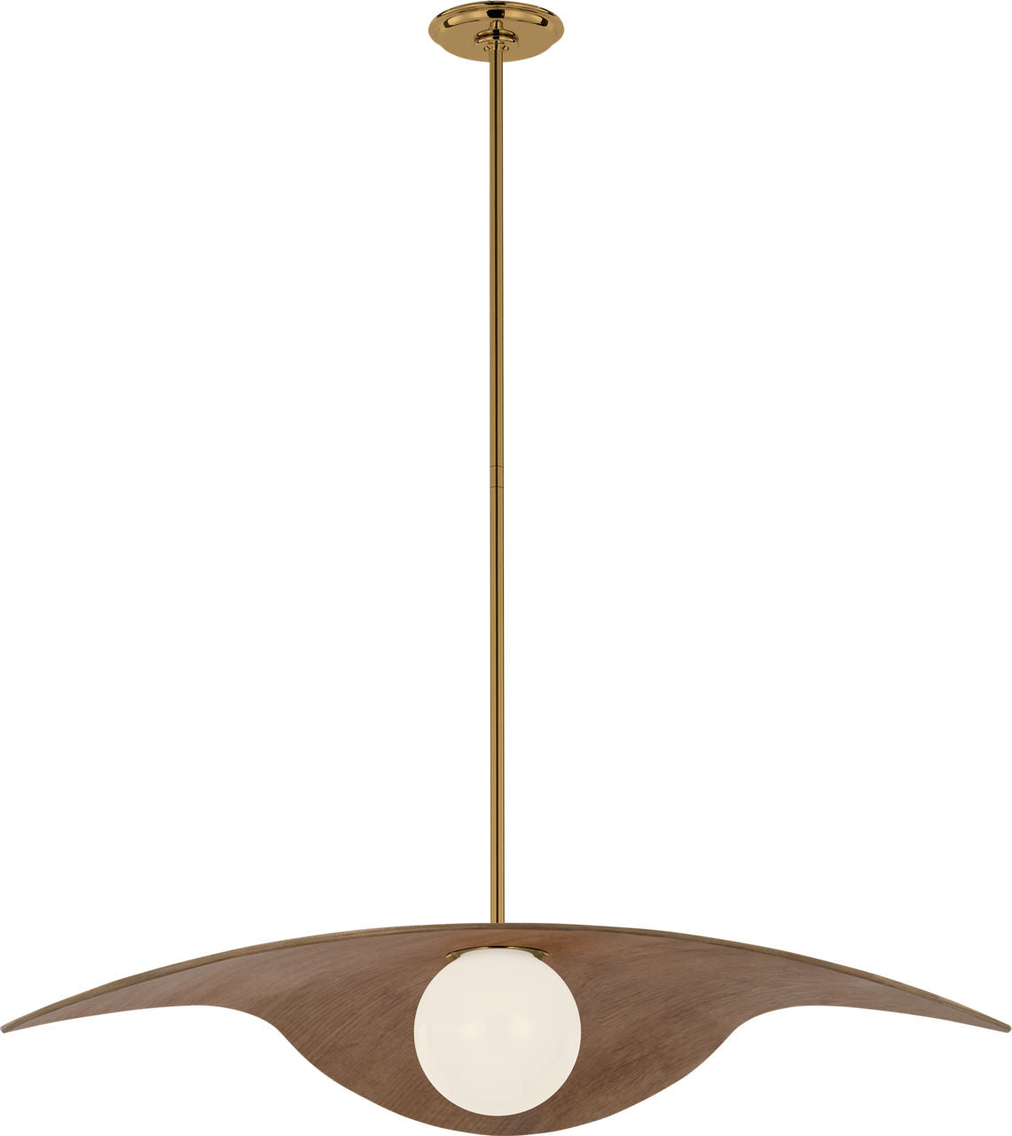 Mahalo 35" Tri Pendant | Hand-Rubbed Antique Brass and White Glass | Natural Oak Shade