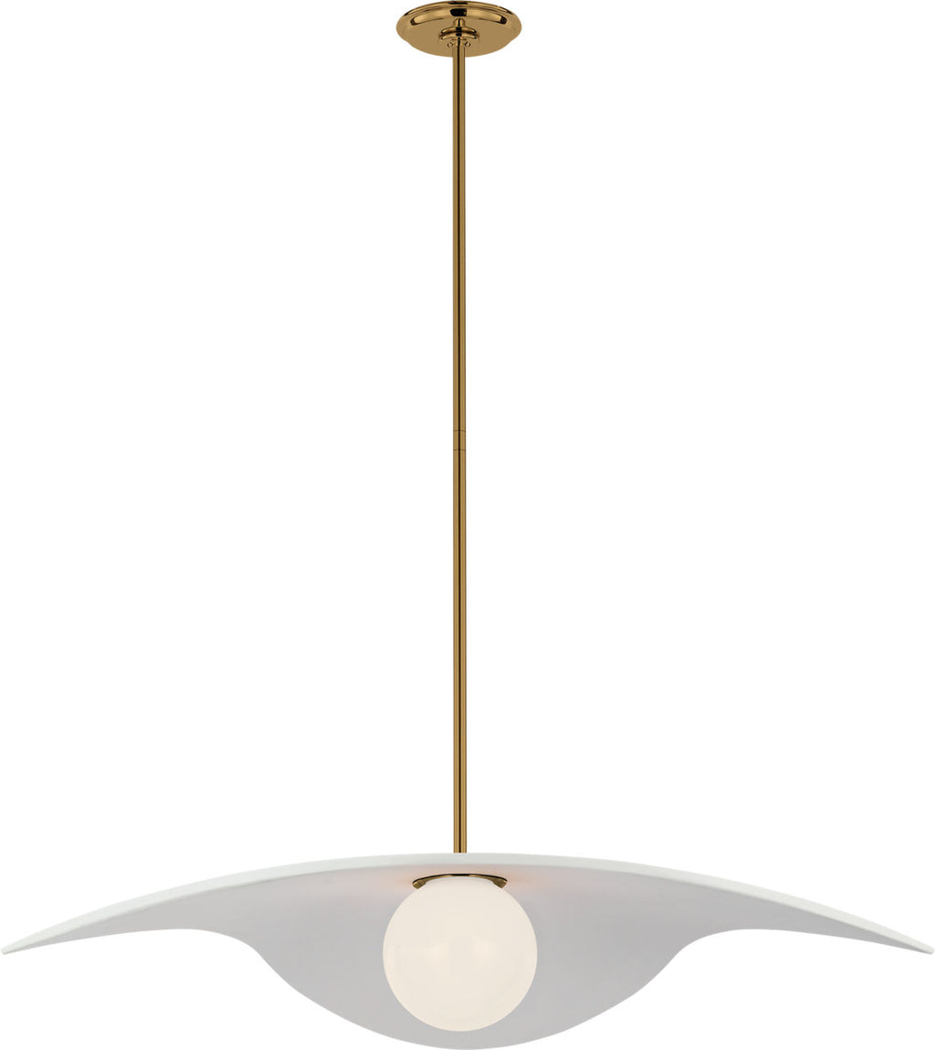 Mahalo 35" Tri Pendant | Hand-Rubbed Antique Brass and White Glass | Matte White Shade