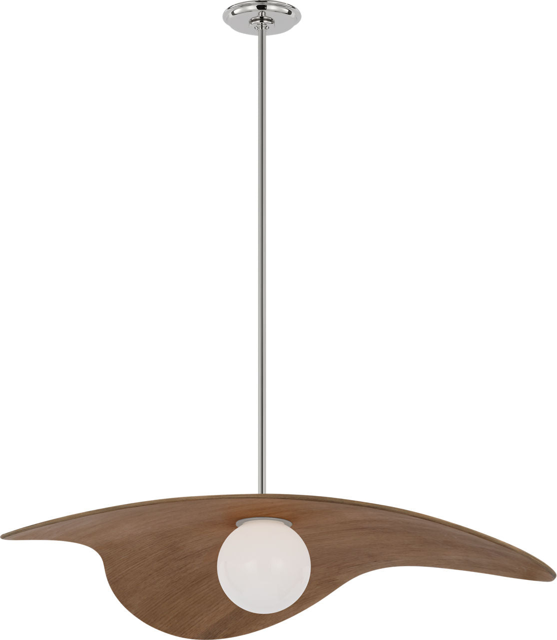 Mahalo 35" Tri Pendant | Polished Nickel and White Glass | Natural Oak Shade