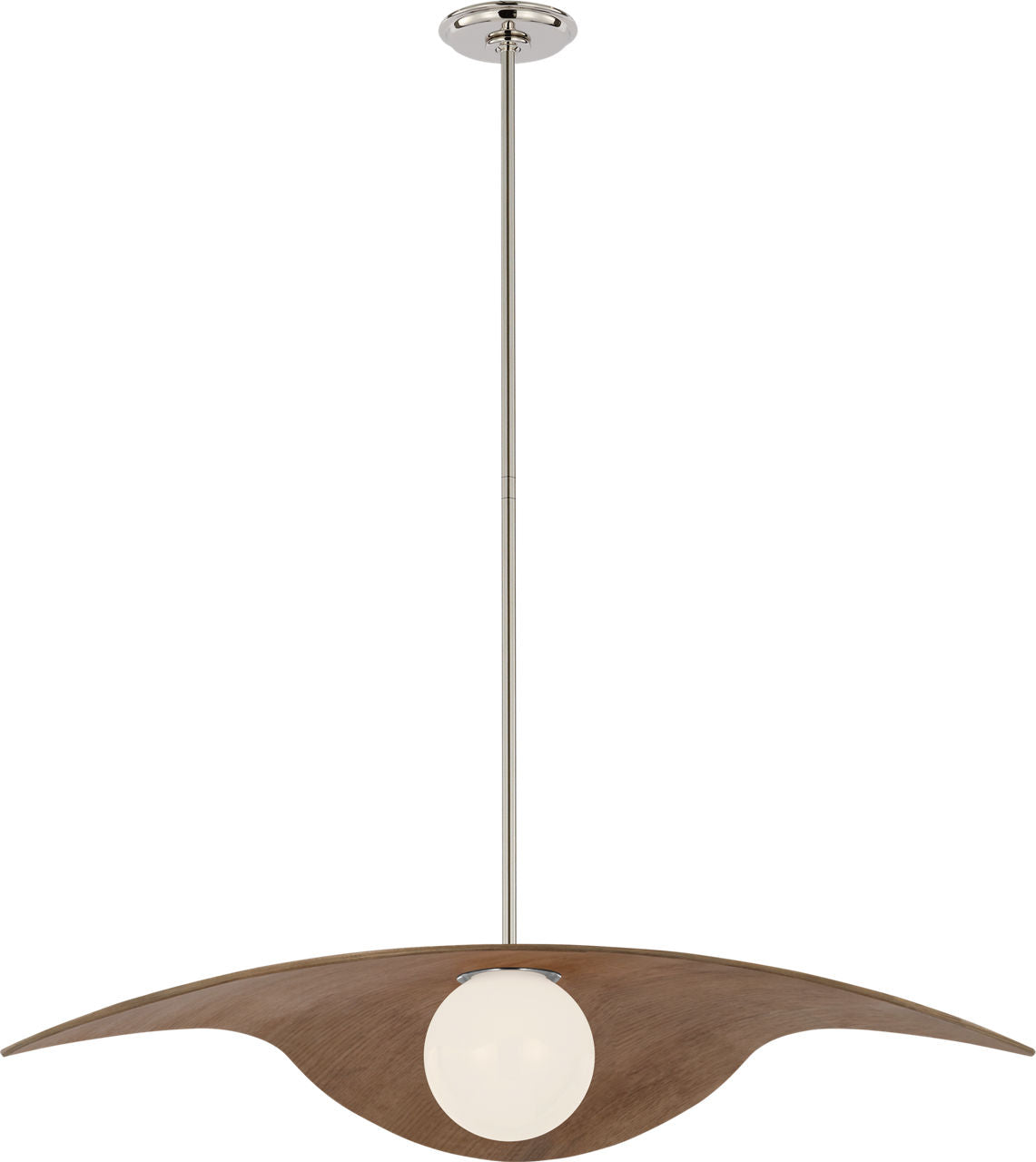 Mahalo 35" Tri Pendant | Polished Nickel and White Glass | Natural Oak Shade