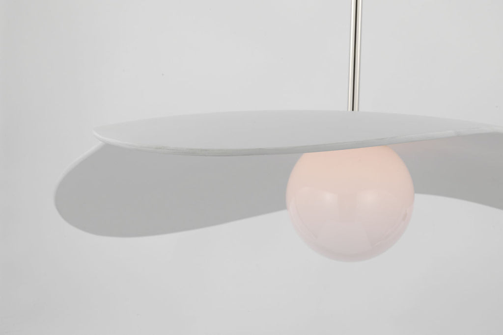 Mahalo 35" Tri Pendant | Polished Nickel and White Glass | Matte White Shade