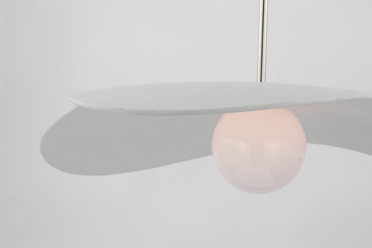 Mahalo 35" Tri Pendant | Polished Nickel and White Glass | Matte White Shade