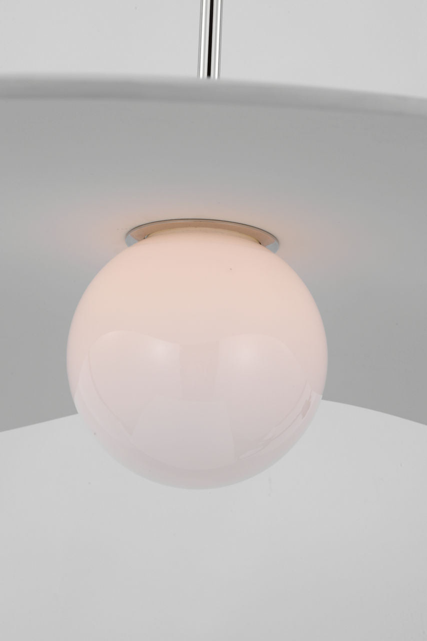Mahalo 35" Tri Pendant | Polished Nickel and White Glass | Matte White Shade