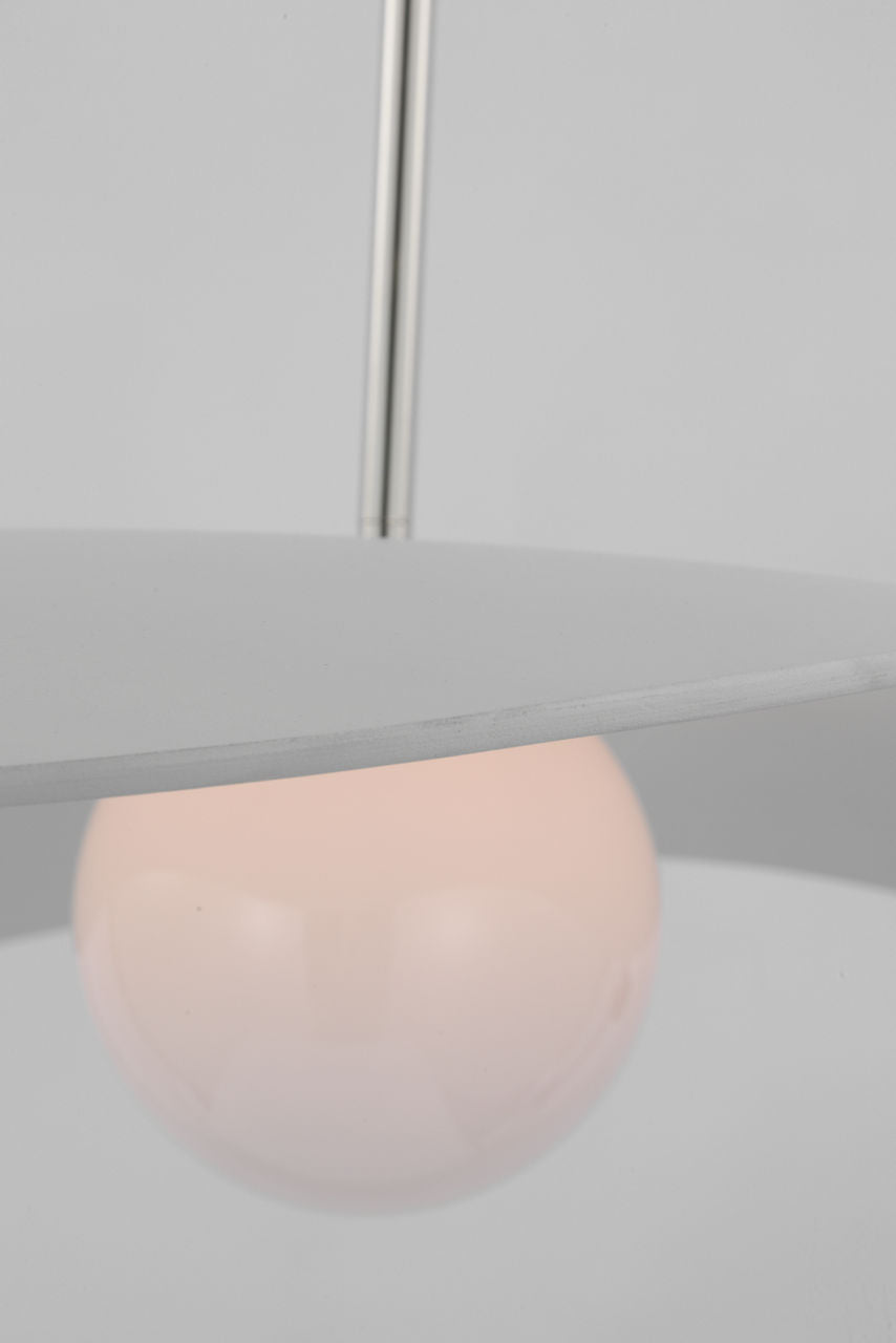 Mahalo 35" Tri Pendant | Polished Nickel and White Glass | Matte White Shade