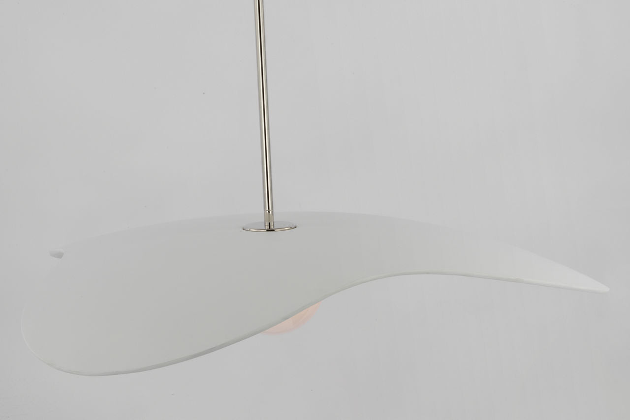 Mahalo 35" Tri Pendant | Polished Nickel and White Glass | Matte White Shade