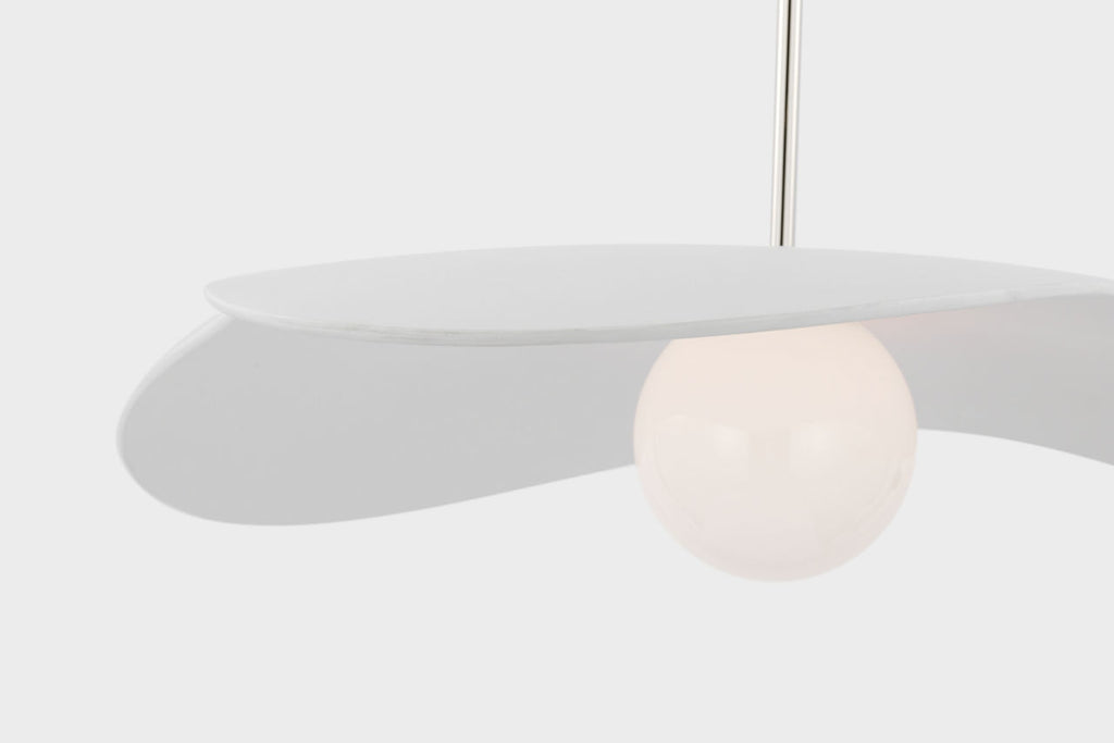 Mahalo 35" Tri Pendant | Polished Nickel and White Glass | Matte White Shade