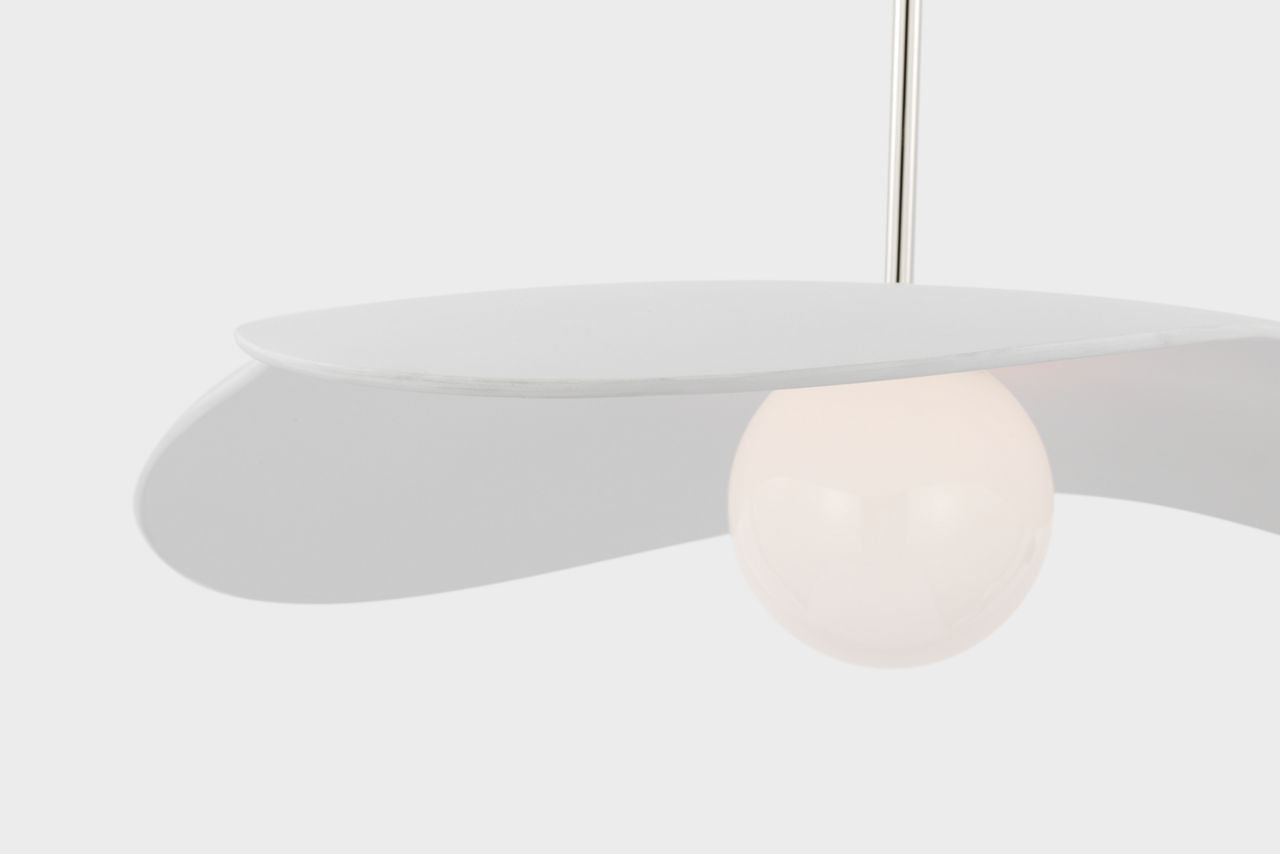 Mahalo 35" Tri Pendant | Polished Nickel and White Glass | Matte White Shade