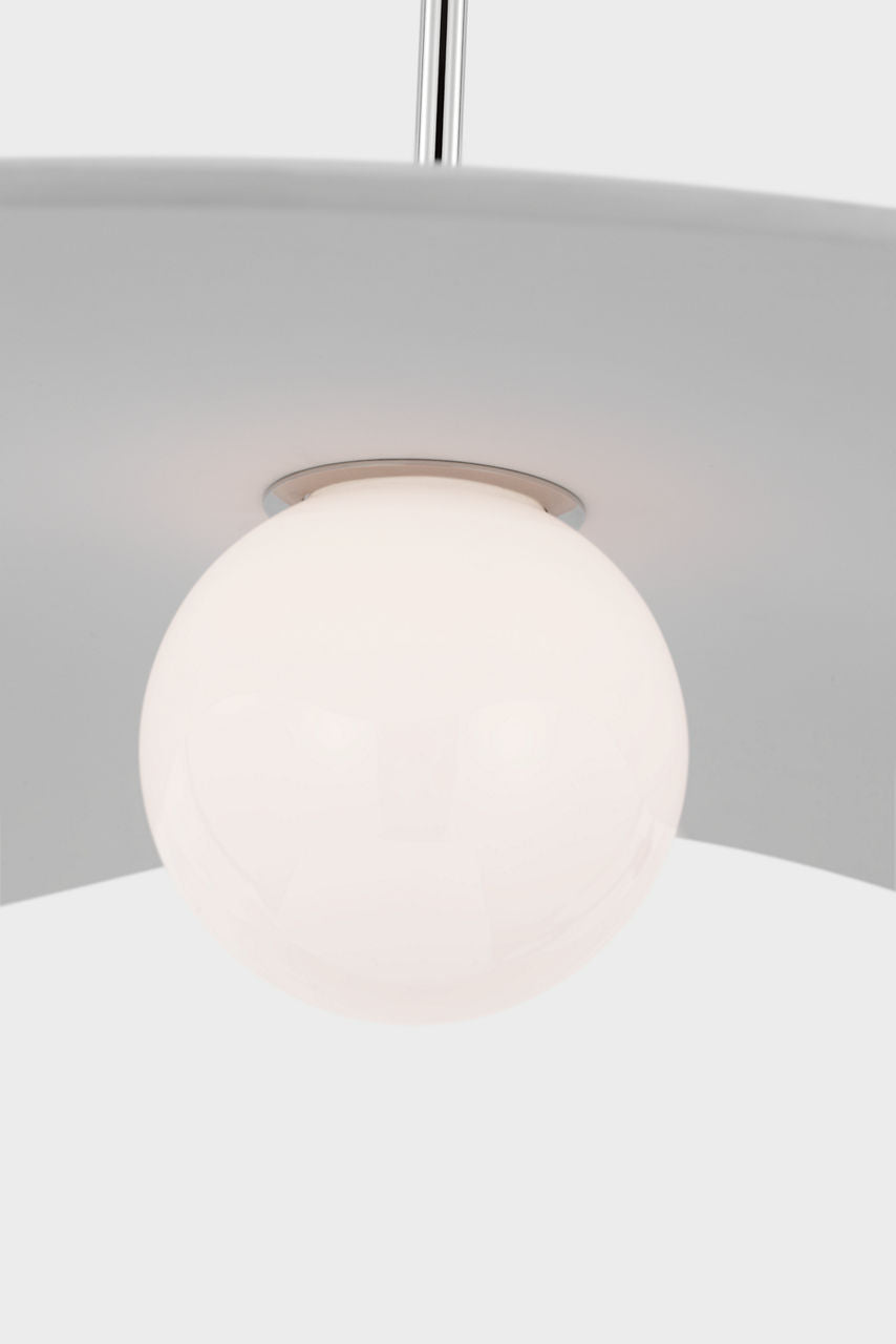 Mahalo 35" Tri Pendant | Polished Nickel and White Glass | Matte White Shade