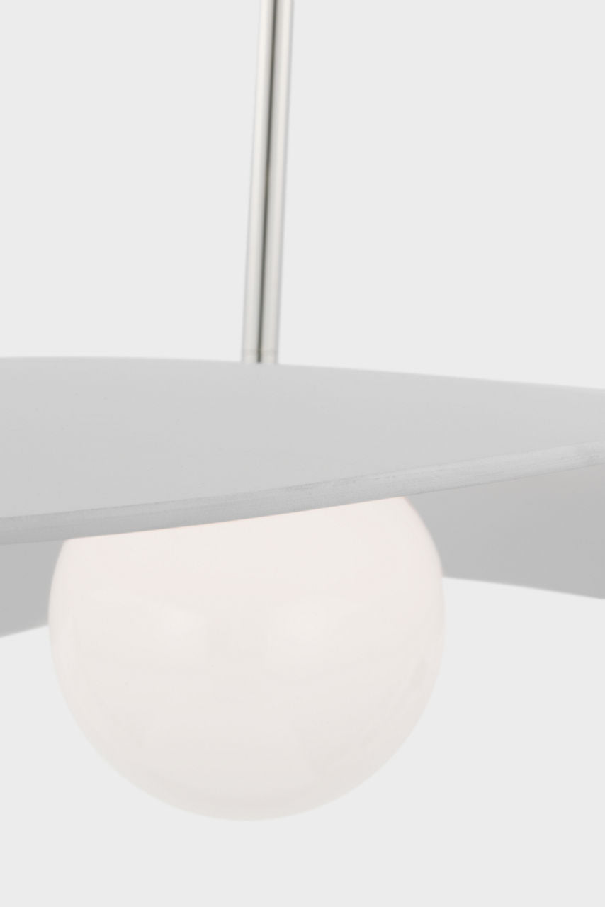 Mahalo 35" Tri Pendant | Polished Nickel and White Glass | Matte White Shade
