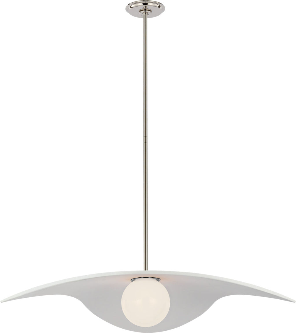 Mahalo 35" Tri Pendant | Polished Nickel and White Glass | Matte White Shade
