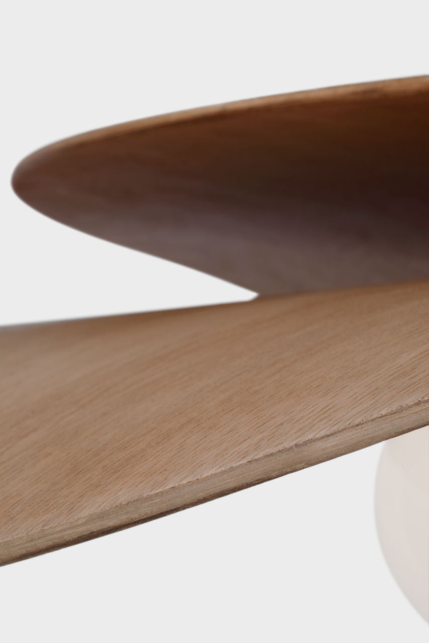 Mahalo 32" Tiered Pendant | Bronze and Natural Oak | White Glass