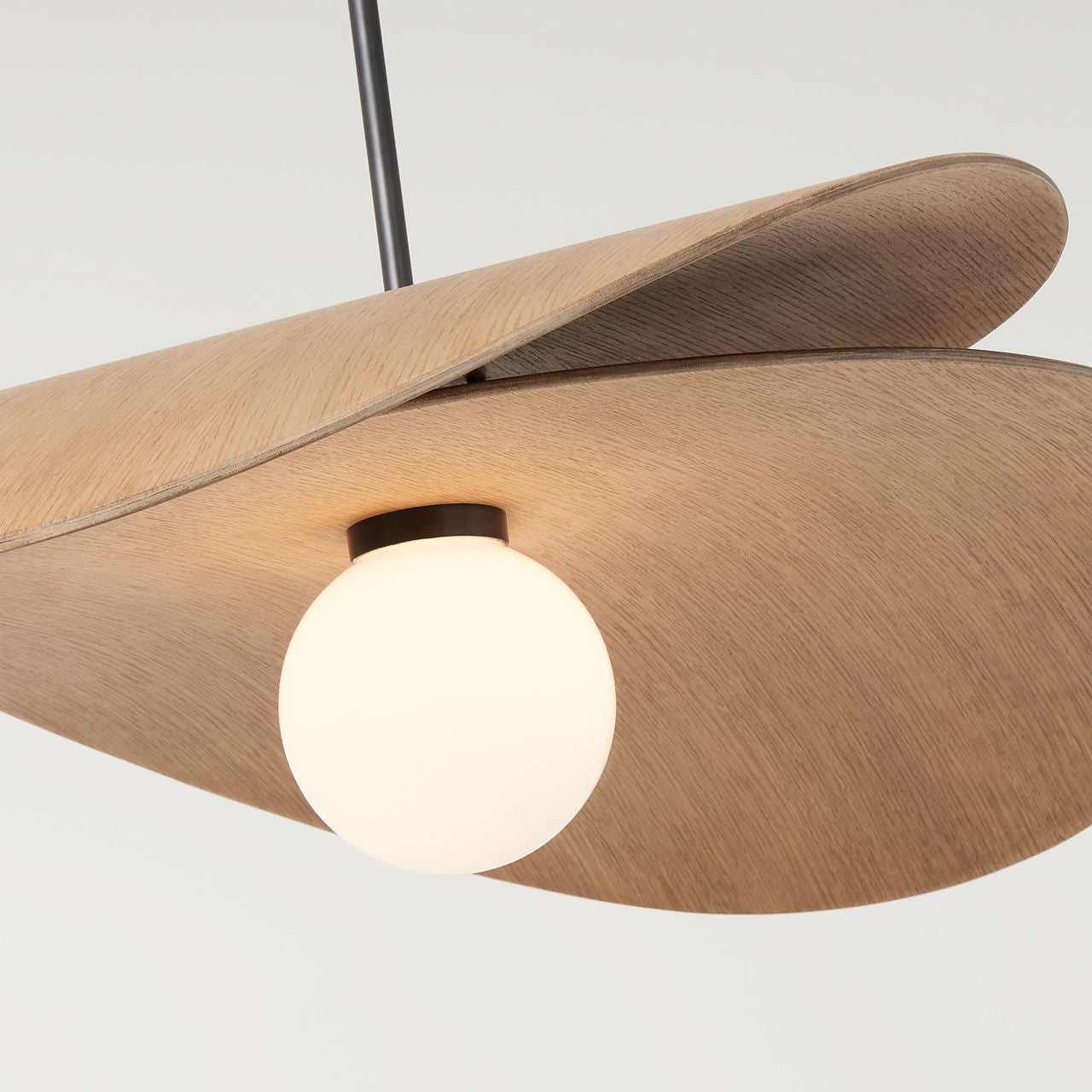 Mahalo 32" Tiered Pendant | Bronze and Natural Oak | White Glass