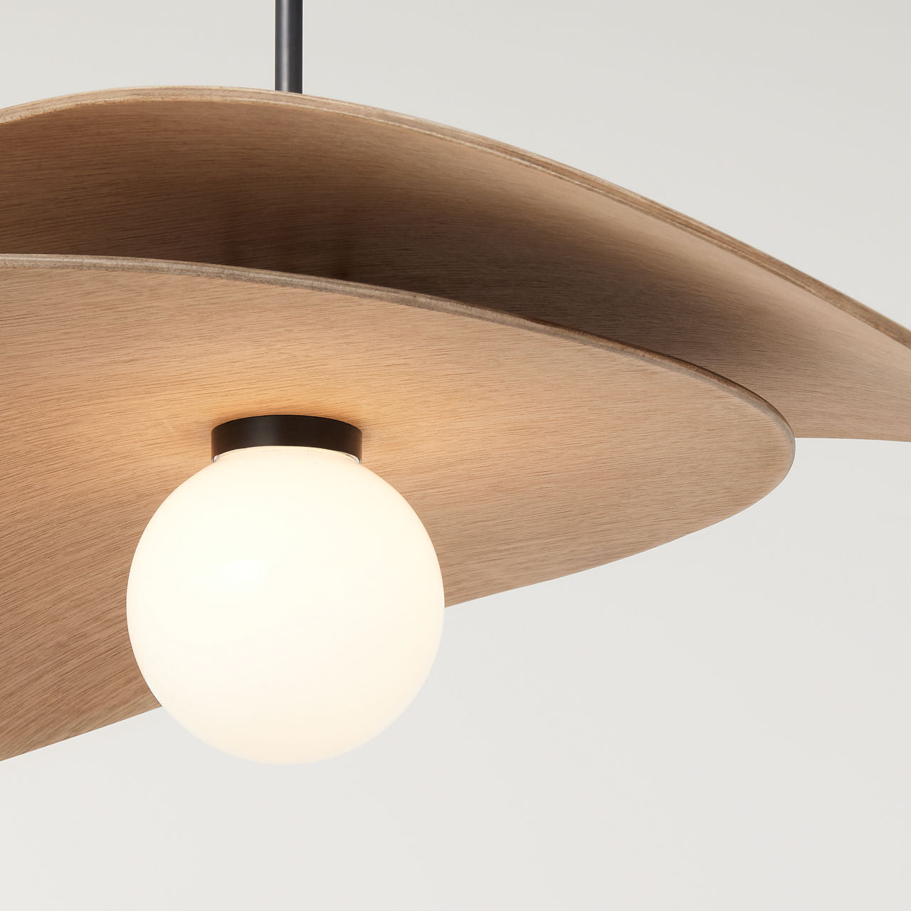 Mahalo 32" Tiered Pendant | Bronze and Natural Oak | White Glass