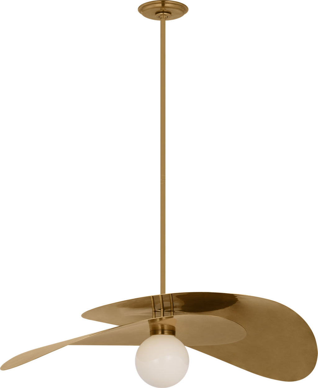Mahalo 32" Tiered Pendant | Hand-Rubbed Antique Brass | White Glass