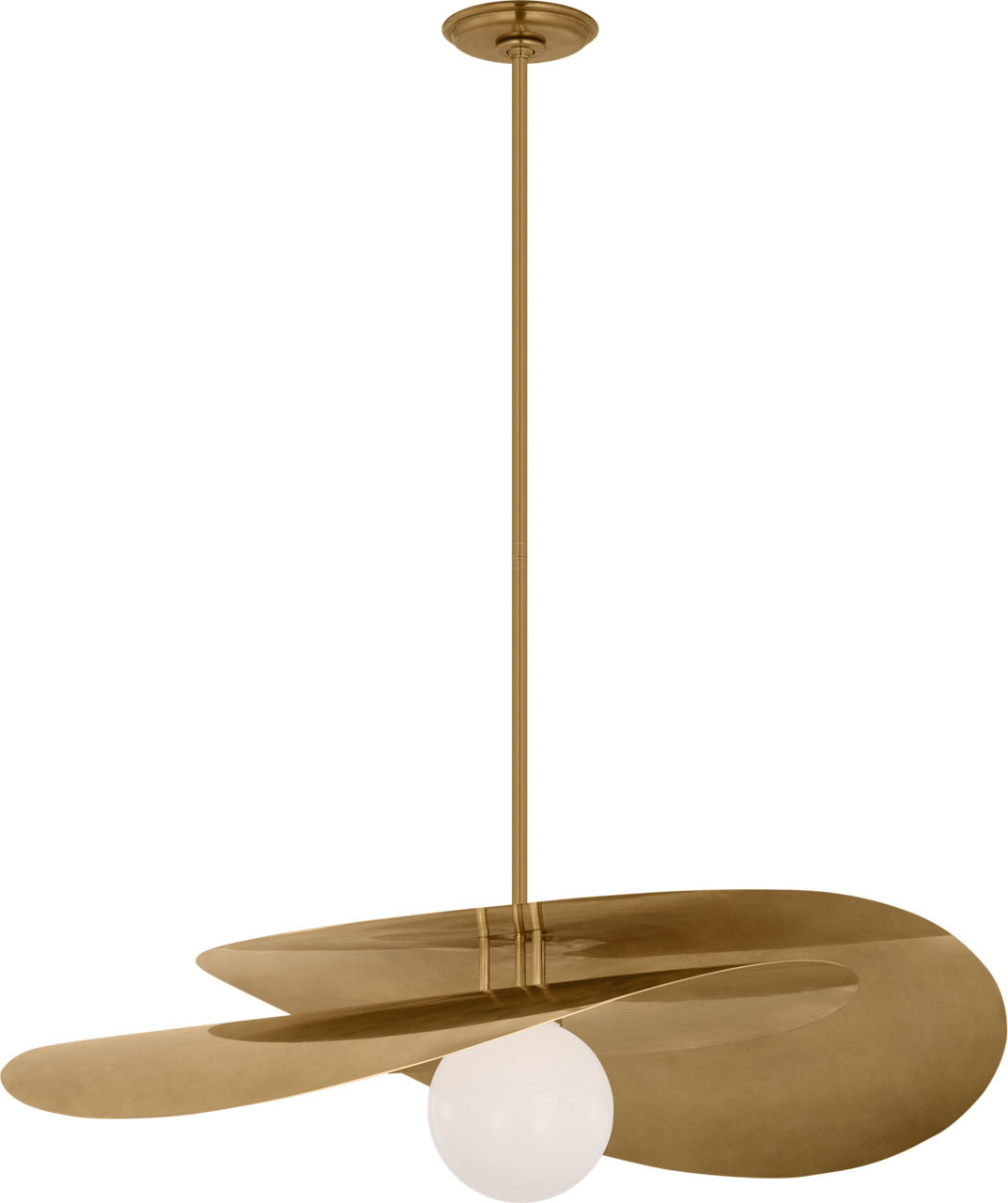 Mahalo 32" Tiered Pendant | Hand-Rubbed Antique Brass | White Glass