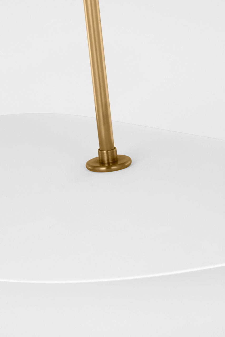 Mahalo 32" Tiered Pendant | Hand-Rubbed Antique Brass and Matte White | White Glass