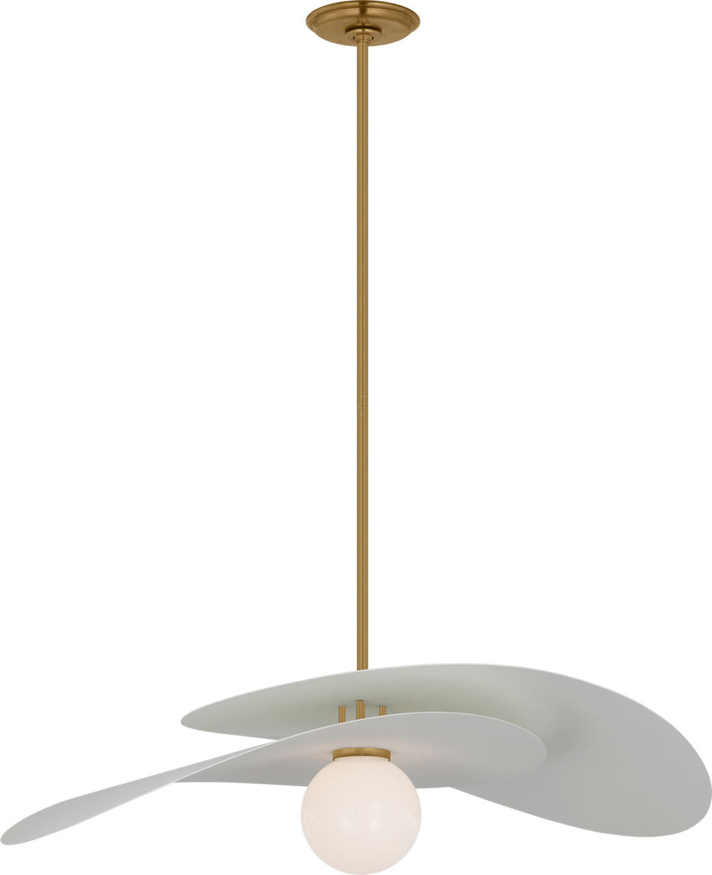 Mahalo 32" Tiered Pendant | Hand-Rubbed Antique Brass and Matte White | White Glass