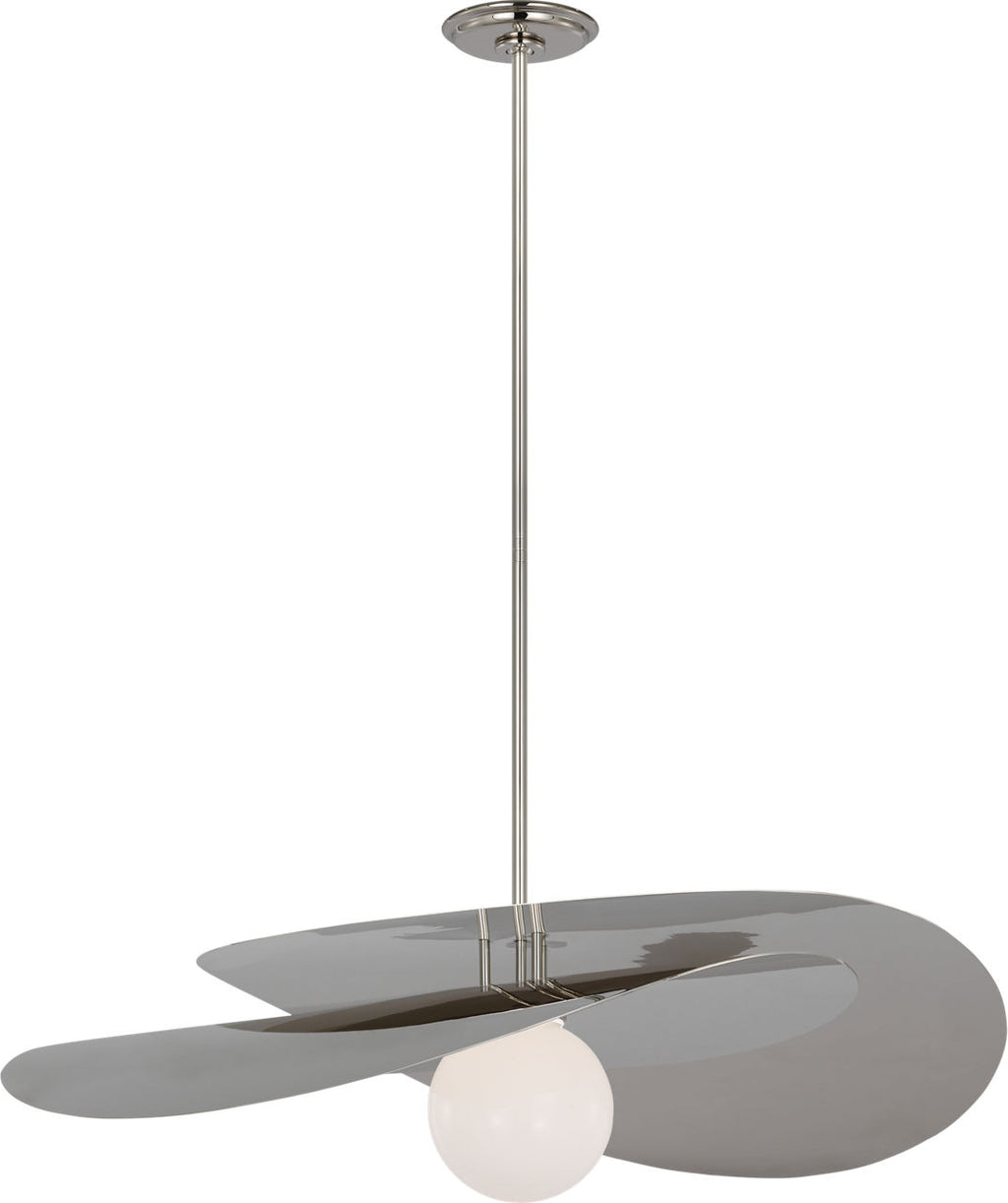 Mahalo 32" Tiered Pendant | Polished Nickel | White Glass